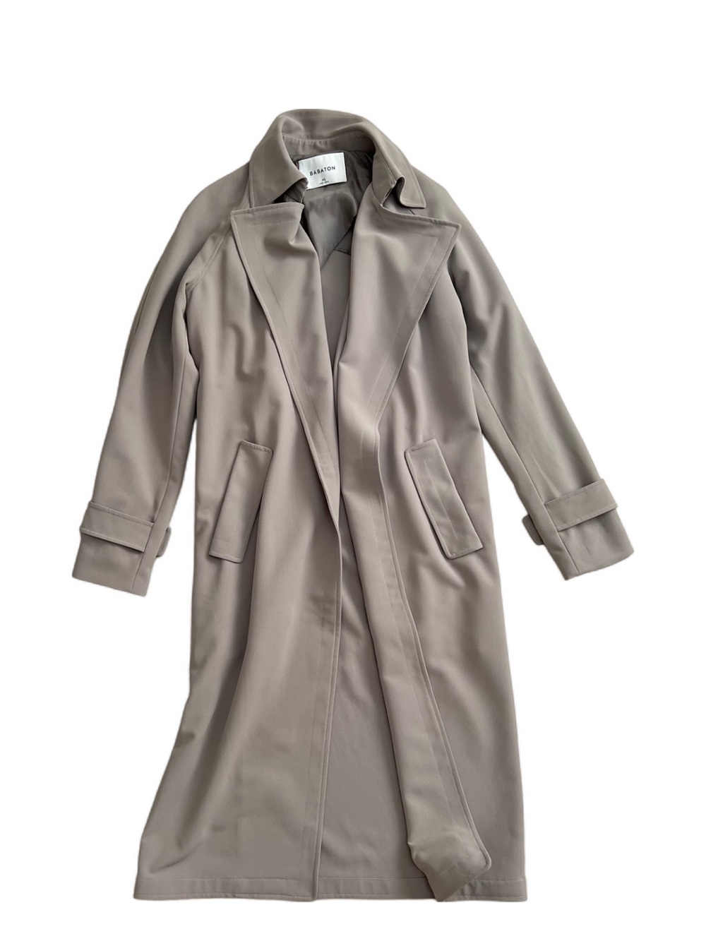 Babaton Taupe gray Trench Coat with Notch Lapel